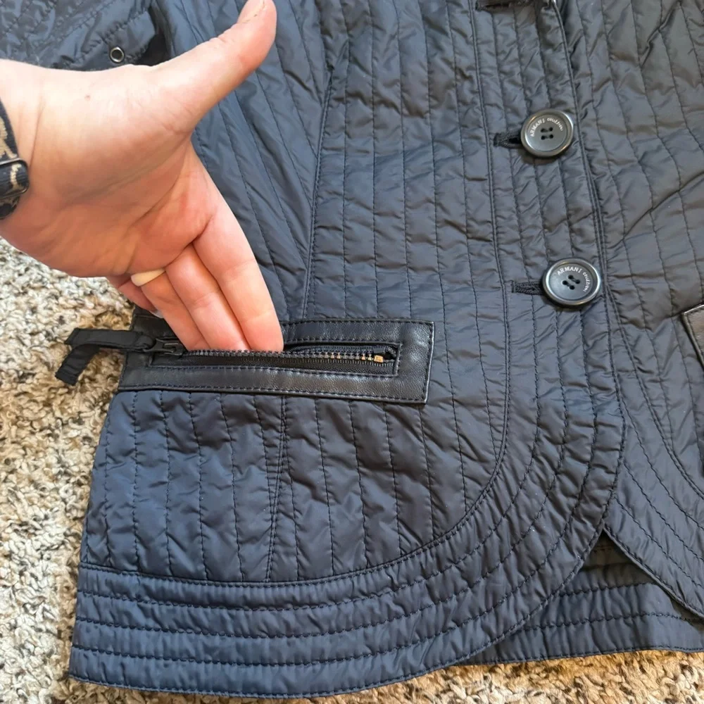 Armani Callezioni Navy Blazer Style Quilted Jacket Womens Size 4 - Picture 8 of 12